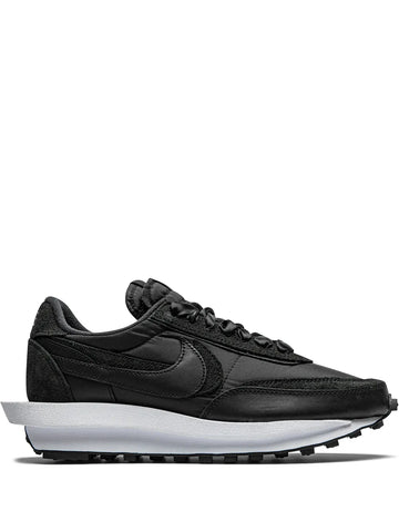 X Sacai Ldwaffle Black Nylon Sneakers