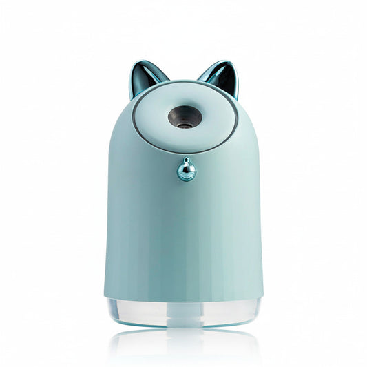 Light blue humidifier with fox-like design on a white background