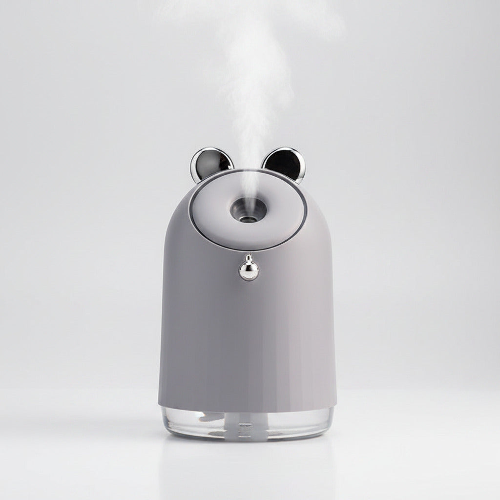 Gray humidifier with bear ears on a white background